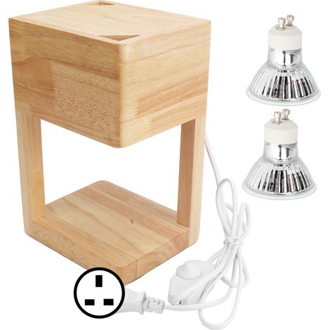 Bougie parfumée lampe réchauffeur cire fondante en bois dimmable lanterne pour chambre 110‑240V prise UK (1/5)
