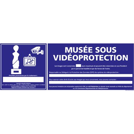 PANNEAU MUSEE SOUS VIDEO PROTECTION (G1402) - Adhésif - 210 x 75 mm (1/5)