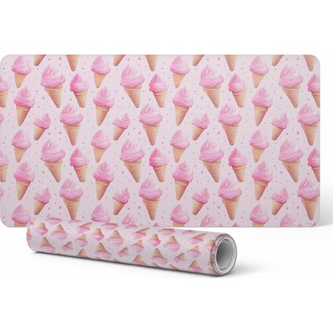 Alfombrilla decorativa elegante para escritorio con dise帽o de conos de helado rosas, 120 x 60 cm.