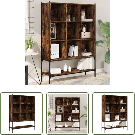 vidaXL Décoration - Bibliothèque chêne fumé 102x30x141,5 cm bois d'ingénierie (1/5)