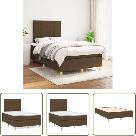 The Living Store Boxspringbett mit Matratze Dunkelbraun 120x200 cm Stoff - Boxspringbett - Doppelbett - Bettenrahmen - Matratze - Nachttisch (1/5)
