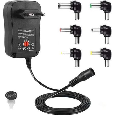 Adaptateur Secteur Chargeur, Universel 12W-30W 8.4V 3V 4.5V 5V 6V 7.5V 9V 12V 1000mA 1A 2000mA 2A Remplacement de Commutation A488 (1/4)