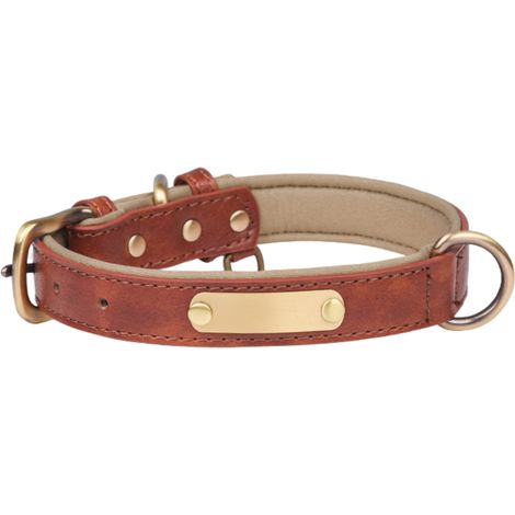 Collier Pour Chien - Cuir PU Motif Crocodile - Plaque D'identification Personnalisable - Pour Chiens Petits À Moyens - 1 Pièce (1/5)