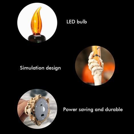 Lampe LED squelette main d'Halloween, bougie, lampe sur pied, décoration pour la maison, les fêtes et les bars (1/5)