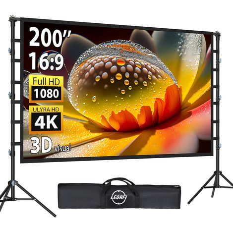 Écran de Projection 200 Pouces avec Support: Écran de Projection Portable Grande Taille pour Extérieur,Toile Frontale/Rear Projection Intérieur, sans Plis (1/5)