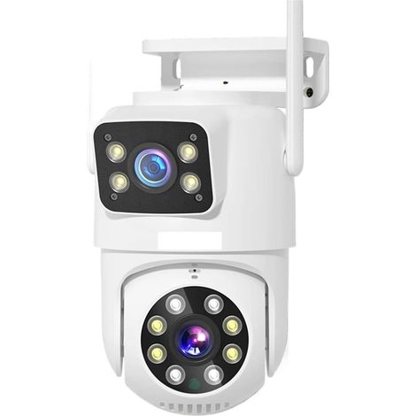 8MP Double Objectif WiFi caméra PTZ extérieure sans Fil Double écran caméra de sécurité Suivi Automatique Surveillance vidéo Surveillance(8MP NO SD Card) (1/5)