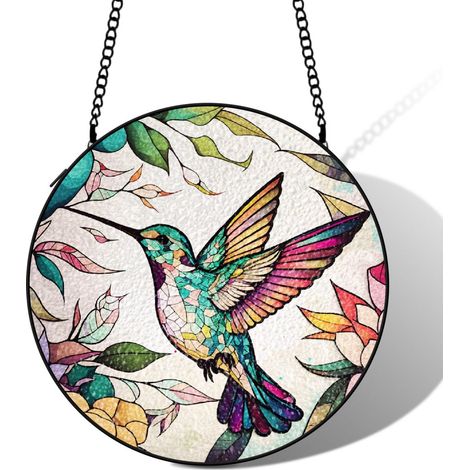Suspension vitrail colibri attrape-soleil 25 cm décoration fenêtre oiseau cadeau femme (1/5)