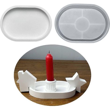 Moules en silicone pour chandeliers ovales, moules de moulage DIY, moules en résine pour bougeoirs (1/4)