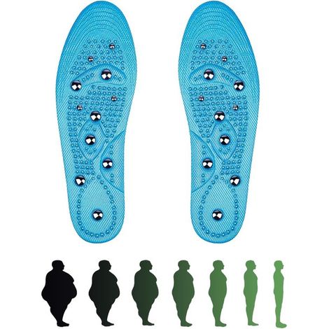 Plantillas de gel magnéticas para acupresión - soporte de reflexología podal - adecuadas para la fascitis plantar - tallas EU 41-46 (1/5)