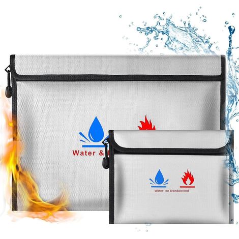 Sac Anti-Feu - Tissu Silicone Liquide Et Feuille D'aluminium En Fibre De Verre - Jusqu'à 1200 °C Extérieur 1000 °C Intérieur - Résistant À L'eau - Pour Documents A4 Passeports Objets Précieux - 1 Pièc