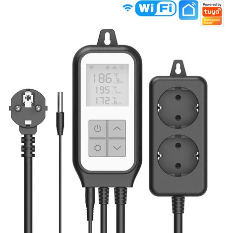 MINKUROW Termostato Digitale Wifi Con Sonda, Telecomando App, Alexa/Google Assist, Regolatore Di Temperatura A 2 Uscite Con Riscaldamento E Raffreddamento, Per Acquari Di Rettili (1/5)