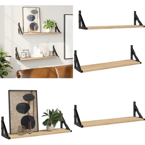 Wandregale 2 Stk. Sonoma-Eiche 60x15x15,5 cm - Wandregal - Regal - Holzregal - Dekoration - Stauraum - Home & Living (1/5)