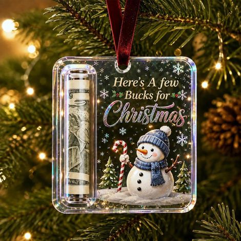 Support Cadeau en Argent, Lot de 5, Ornement en Acrylique Transparent, Suspension pour Sapin, Présentation de Billets, Décoration de Noël et Cadeau Original (1/5)