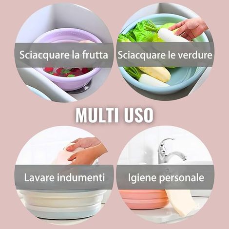 Bassine Pliable, Bassine Plastique (31cm, Violette) Panier Linge Pliable, Petite Bassine, Bol Pliable, Utile dans la Salle de Bains, Cuisine, Jardin, Camping, en Caoutchouc thermostatique