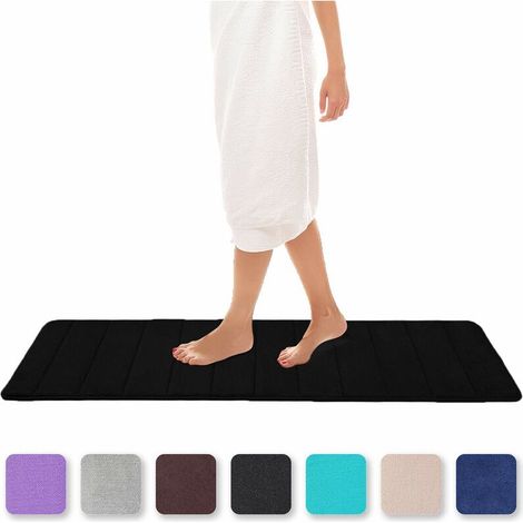 Memory Foam Bath Mat Absorbent Non-Slip Bath Mat Washable Bath Mat - 40 x 120 cm, Black (1/5)