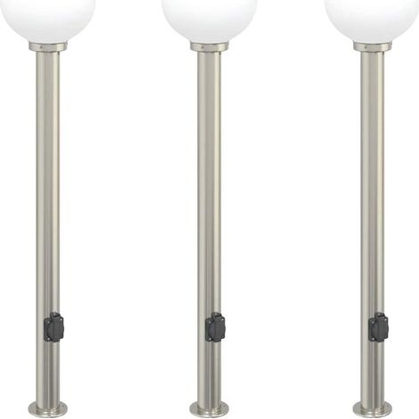 Lampioni a colonnina con presa elettrica 3 pz 120 cm Acciaio Inox IP44 vidaXL (1/5)