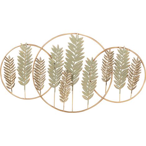 Decoración de pared moderna de hierro hecho a mano adorno dorado y verde Copernicium (1/5)