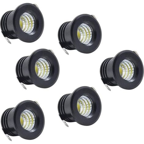 6er-Set Mini-LED-Einbaustrahler, Schwarz, Mini-LED-Strahler für Schrankdeckenbeleuchtung, 3 W, Warmweiß