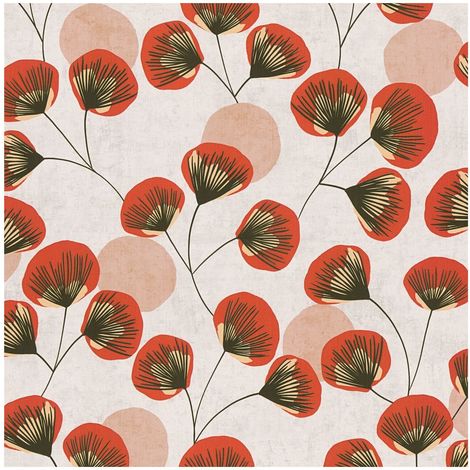 Country style wallpaper wall Profhome 791513 hot embossed non-woven wallpaper slightly textured with floral ornaments matt grey red antique pink bottle green 5,33 m2 (1/5)