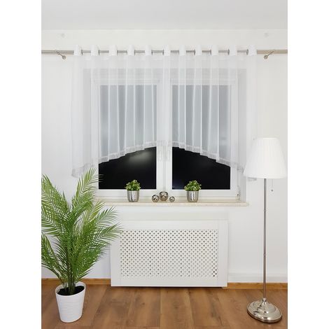 Tenda pronta all'uso, in voile, 400x140 cm, ad arco, con occhielli e zirconi argentati (1/5)