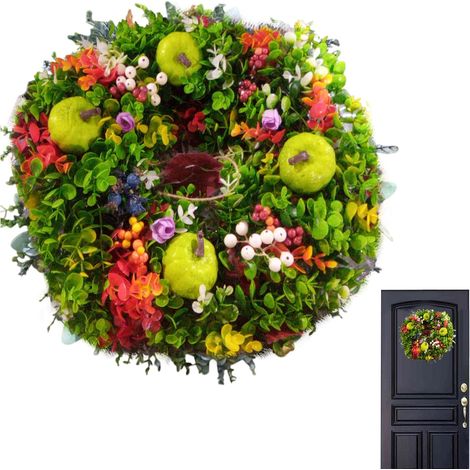 Couronne de Porte Automnale, Couronne Porte Blanche Feuilles, Guirlande de (1/5)