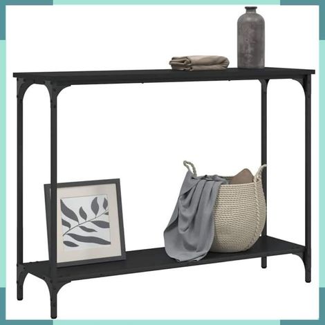 Table console - 837702 - noir - bois d'ingénierie & métal - 101 x 30,5 x 75 cm (1/5)