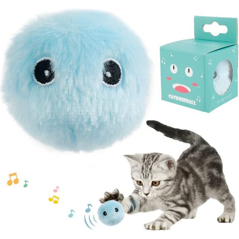 Jouets interactifs pour chats avec fonction de gazouillis d'animaux, utilisables à l'intérieur comme à l'extérieur, pour mâcher et griffer (bleu, gazouillis de grenouille).