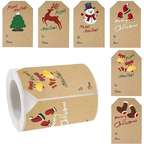 Stickers de Noel de Cadeau de NoëL, 250PièCes-Rouleau D'éTiquettes de Cadeau de NoëL Autocollants de Cadeau de Vacances, 6Styles (1/4)
