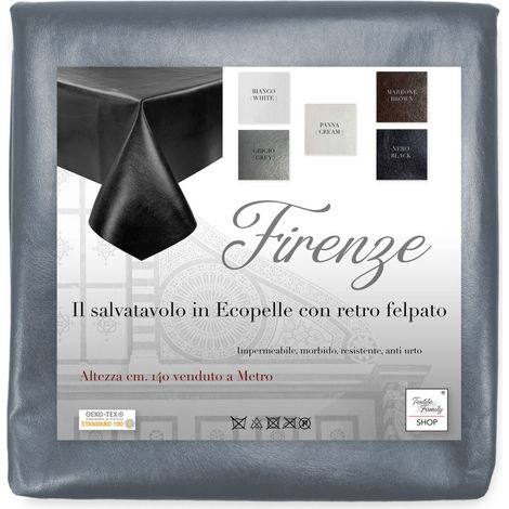 MOLLETTONE SALVATAVOLO FIRENZE in FINTA PELLE simil Pelle ECO pelle altezza cm. 140 Skai A metro Grigio