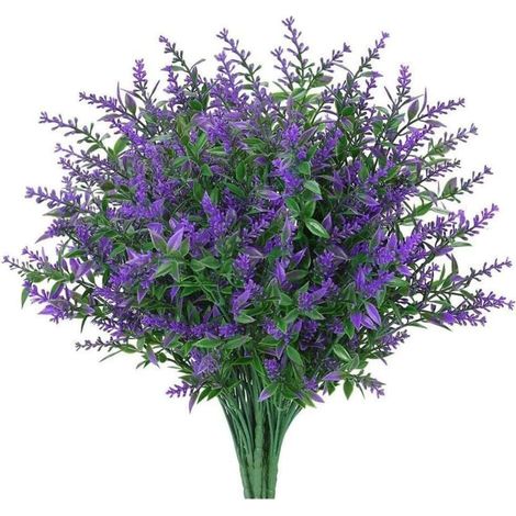 12 Pcs Lavande Artificielle Résistante aux UV pour Décor Intérieur et Extérieur Arrangements Floraux Mariage Jardin Violet (1/4)