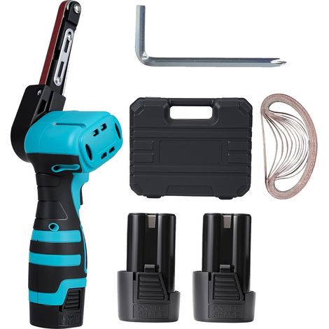 Mini Ponceuse à Bande, Outil Électrique Sans Fil, Fonctionnalité 2-en-1, Avec 2 batteries (1/5)