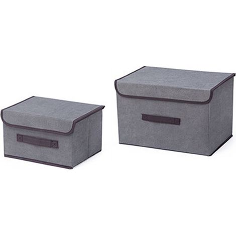 Faltbare Aufbewahrungsbox aus grauem Stoff, faltbarer Aufbewahrungsbehälter, faltbarer Kleiderorganizer mit Deckel (1/5)