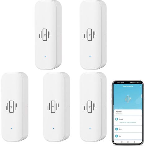 Lot de 5 Capteur vibration sans fil ZigBee ABS 10x3x3cm Tuya Smart Life maison (1/5)