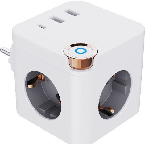 Multiprise — Avec interrupteur, 2 prises + Type-C + USB — Adaptateur secteur mural multi-prises (1/2)