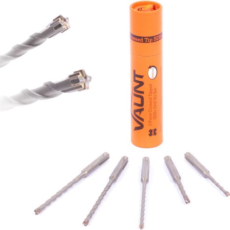 Vaunt SDS+ Endurance Cross Tip Drill Bit Set - 5 Piece Hammer Drilling V1329120