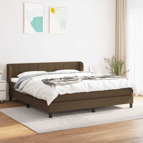 Lit adulte Durable,Lit à sommier Tapissier + Matelas Marron foncé 180x200 cm -53570 (1/5)