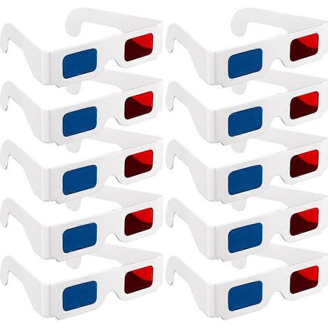 10 paires de lunettes 3D en carton, lunettes anaglyphes universelles, en carton, papier rouge, bleu, cyan ou pour film (1/4)