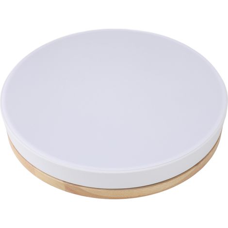 Plafonnier LED encastré, intensité variable en continu, 3 températures de couleur (2700K à 6000K), style rond, en bois, idéal pour chambre ou couloir. (1/5)