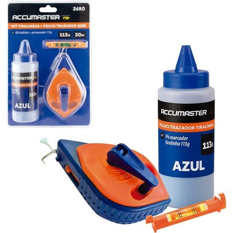 Kit tiralineas y polvo trazador azul 30m con nivel (1/5)