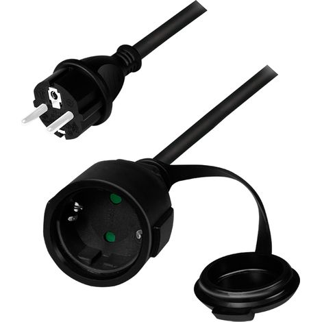 Cable de extensión con conexión a tierra Exterior Negro 5m (1/5)