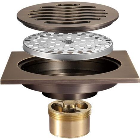 Drain de Douche 100x100mm Siphon de Sol Carré Laiton Caniveau de Douche Anti-Odeur Drain de Plancher pour Salle de Bain