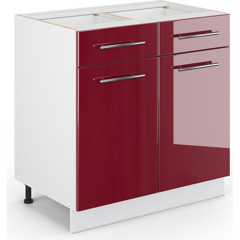 Badmöbel Fame-Line, Bordeaux Hochglanz, 80 x 81.6 cm ohne Arbeitsplatte, Vicco