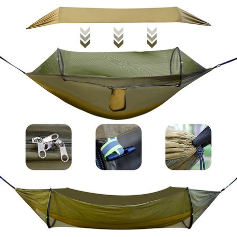 GARRYFIZH Hamac de camping imperméable portable avec moustiquaire – Pour randonnée et extérieur (1/5)