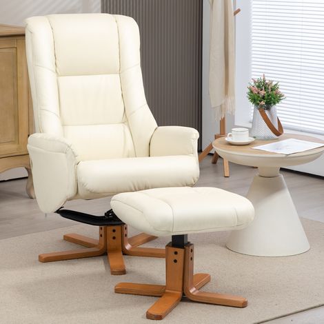 fauteuil relax 71x84x102 cm ivoire – dossier inclinable, avec repose-pieds (1/5)