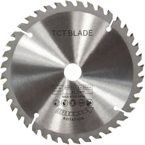 165mm TCT Lame de scie circulaire Disque de coupe rotative en argent pour la coupe du bois 40 dents-- (1/5)