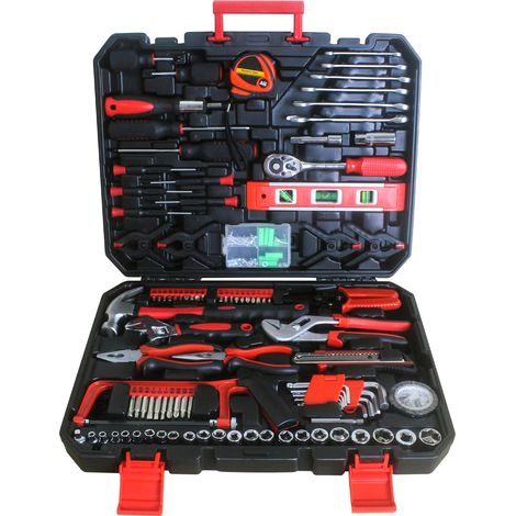 Boîte à outils avec set de 238 pièces en acier carbone, noir et rouge DESVIAE (1/5)