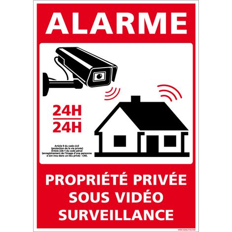 Autocollants de Signalisation Souple – Panneaux de Signalisation Autocollants – Plusieurs tailles au choix – Signalisation Française - Alarme, propriété privée sous vidéo surveillance - 300 x 420 mm