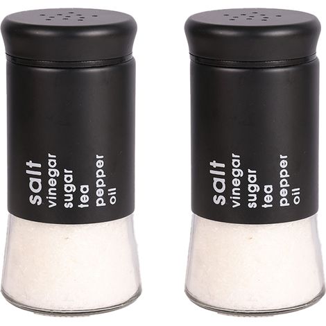 Salière Poivrière - Verre Transparent + Couvercle Acier Inoxydable - Design Fermière avec Marquage Sel/Poivre - Lot de 2 (1/5)
