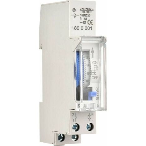 24-hour mechanical timer, 15-minute minimum timer, rail mounting, integrated battery, SUL180a AC220-240V Grey - SUL180a AC220-240V Grey (1/5)