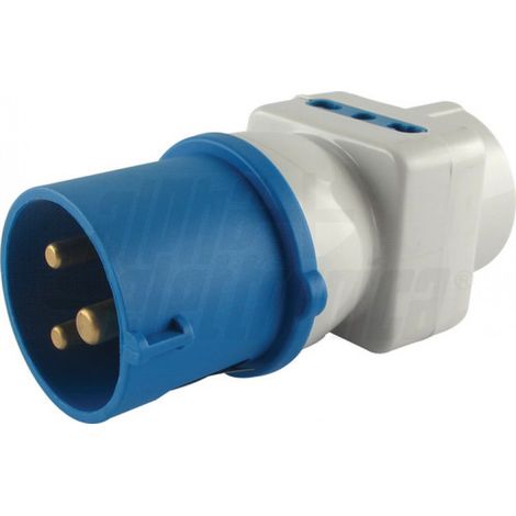 Adattatore da 1 Spina CEE 2P+T 16A a 2 Prese 2P+T 10/16A + 1 Presa Schuko